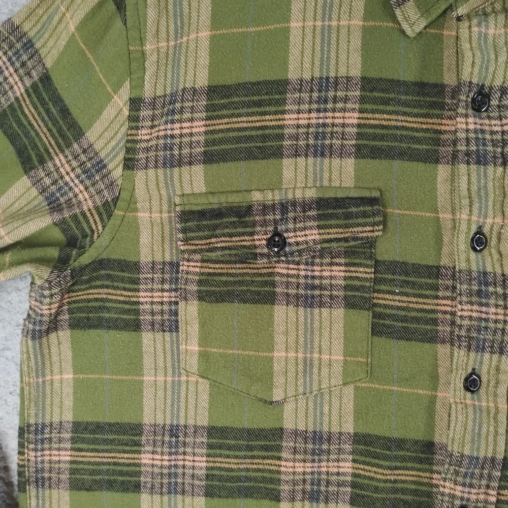 Oddstory Brewing Co Flannel Shirt Men Large Green Plaid Button Up Chattanooga